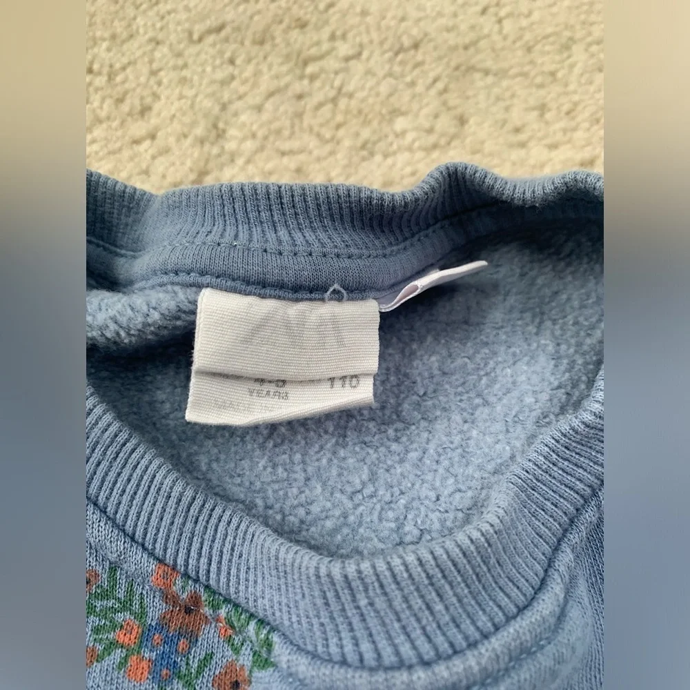 Zara Size 4-5 Years Blue Floral Crewneck Sweatshirt